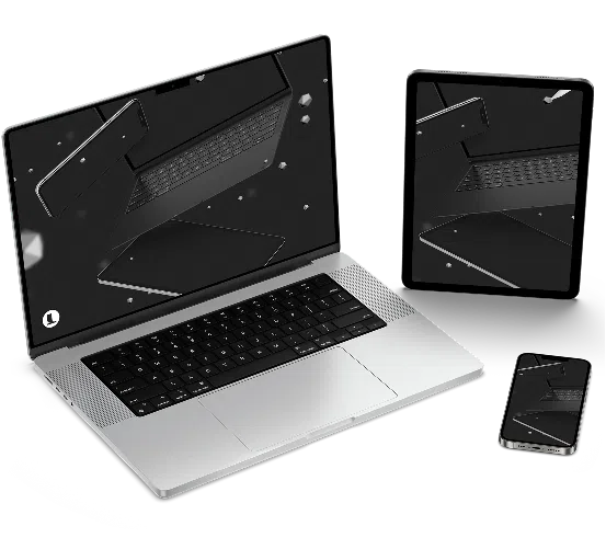 Laptop, tablet en smartphone in minimalistisch design