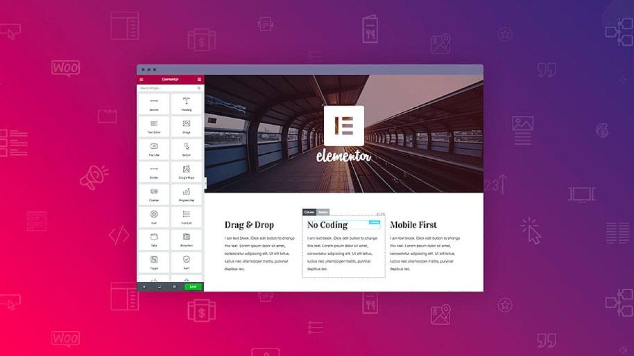 Elementor interface voor webbouw zonder coderen.