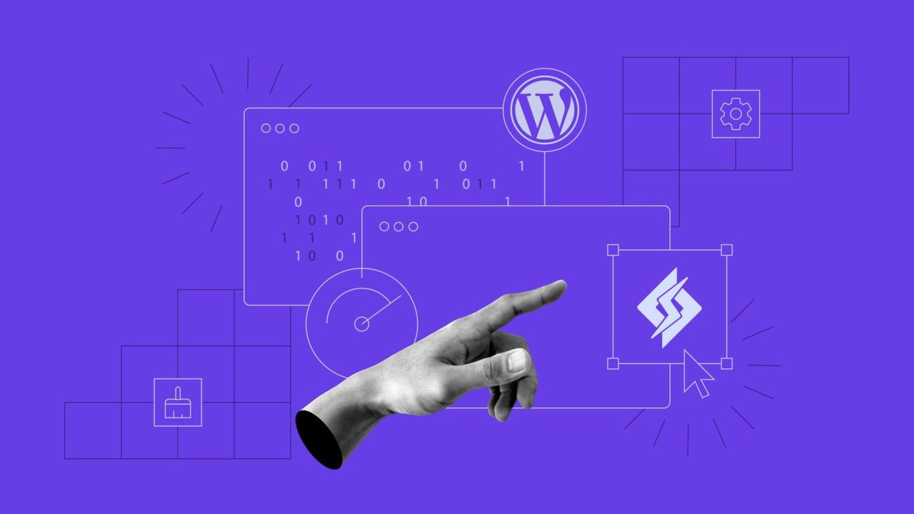 Illustratie van website optimalisatie en snelheid met hand.