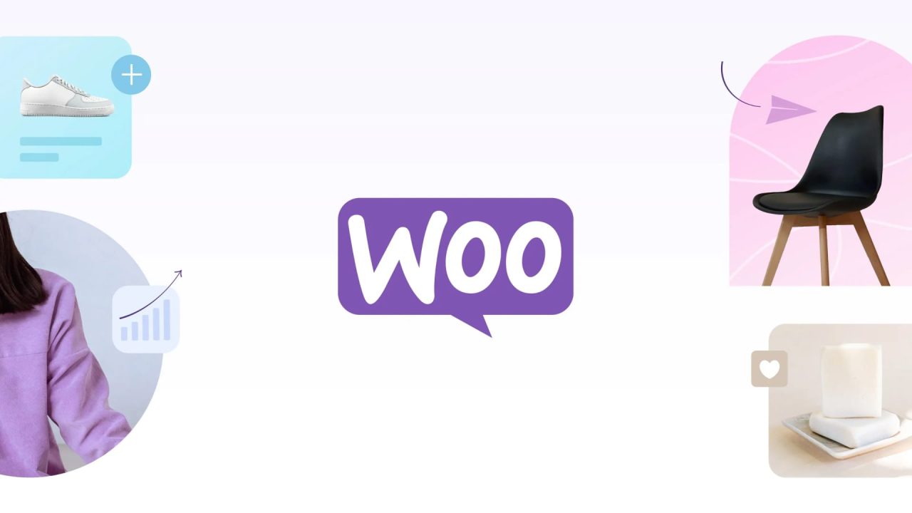 Woocommerce logo met productafbeeldingen en statistieken