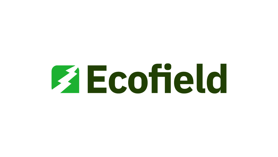 Groen Ecofield logo met bliksemschicht.