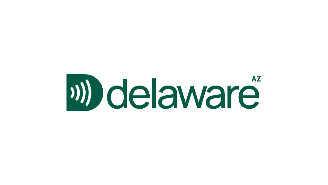 Logo Delaware met geluidsgolf en letters AZ