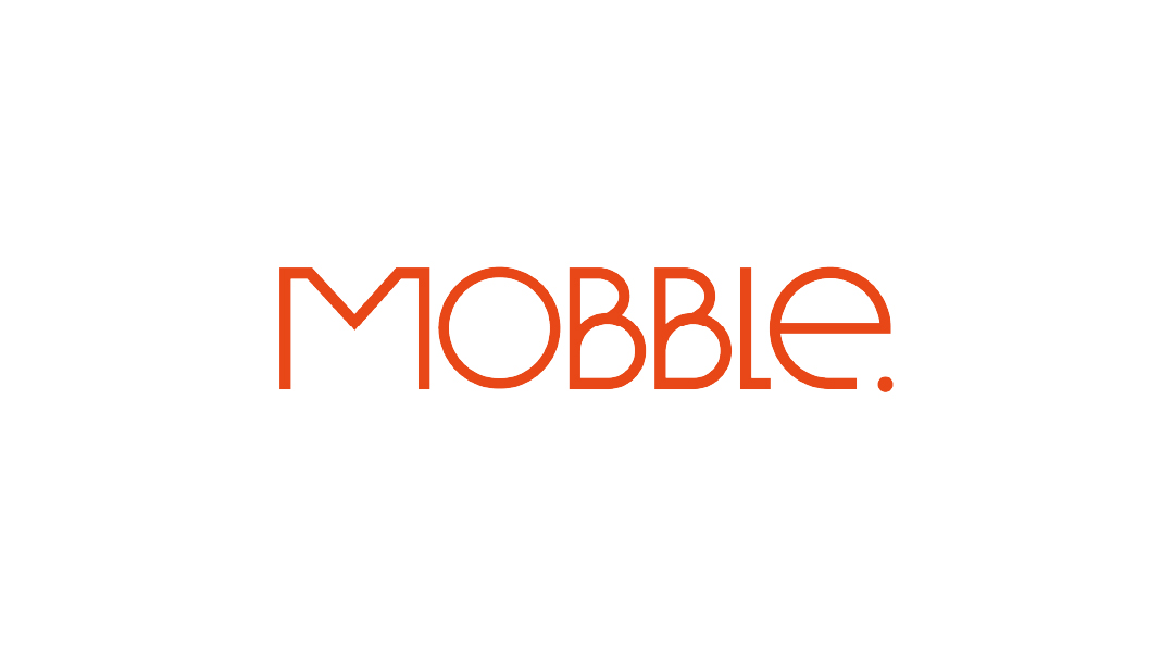 Oranje logo 'MOBBLE.' in moderne lettertype.