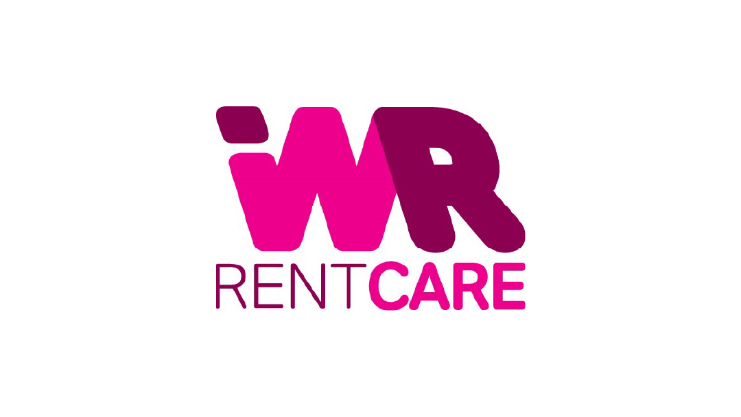 Logo van 'MR RentCare' in magenta kleuren.