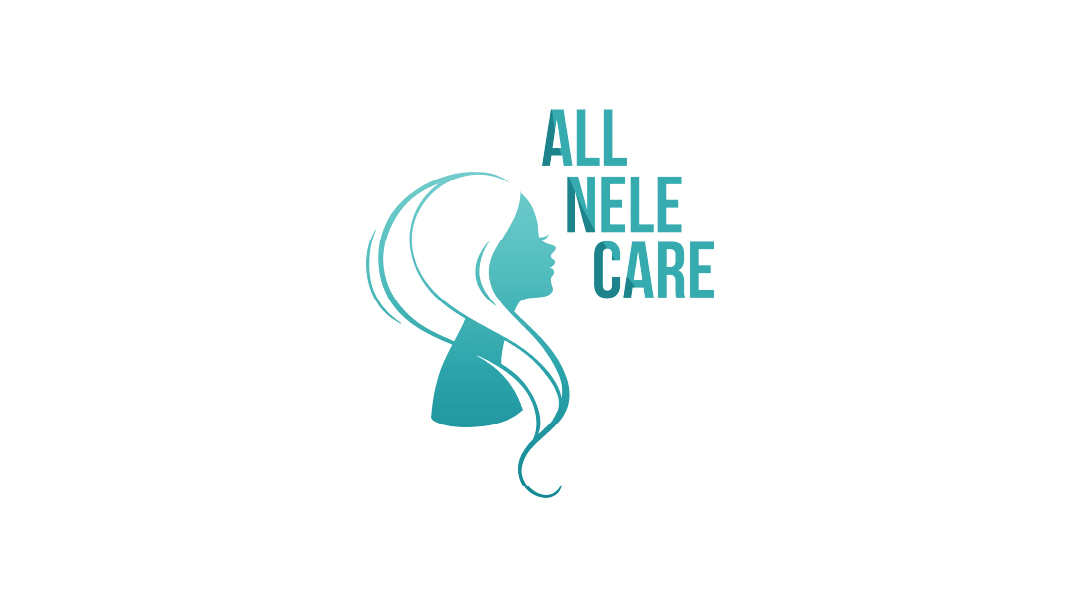 Logo "All Nele Care" met vrouwensilhouet.